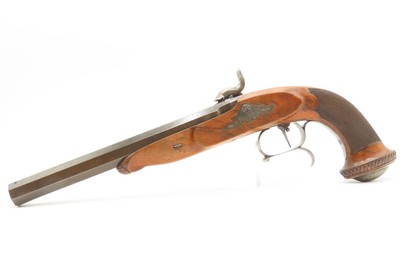 CASED Antique PAIR of ENGRAVED European Percussion DUELING & TARGET Pistols ATTRACTIVE Mid-19th Century BRACE w/ACCESSORIES - Image 15 of 25