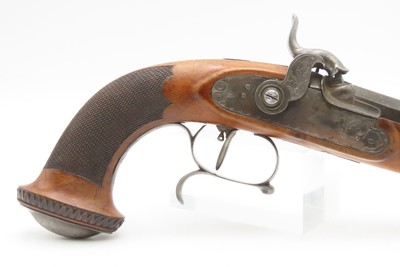 CASED Antique PAIR of ENGRAVED European Percussion DUELING & TARGET Pistols ATTRACTIVE Mid-19th Century BRACE w/ACCESSORIES - Image 23 of 25