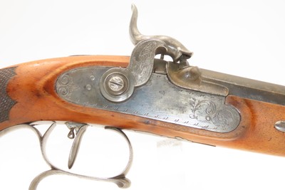 CASED Antique PAIR of ENGRAVED European Percussion DUELING & TARGET Pistols ATTRACTIVE Mid-19th Century BRACE w/ACCESSORIES - Image 24 of 25
