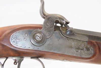 CASED Antique PAIR of ENGRAVED European Percussion DUELING & TARGET Pistols ATTRACTIVE Mid-19th Century BRACE w/ACCESSORIES - Image 8 of 25
