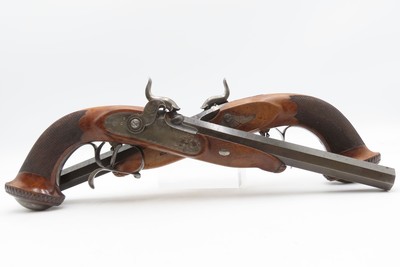 CASED Antique PAIR of ENGRAVED European Percussion DUELING & TARGET Pistols ATTRACTIVE Mid-19th Century BRACE w/ACCESSORIES - Image 4 of 25