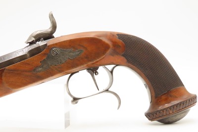CASED Antique PAIR of ENGRAVED European Percussion DUELING & TARGET Pistols ATTRACTIVE Mid-19th Century BRACE w/ACCESSORIES - Image 17 of 25