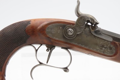 CASED Antique PAIR of ENGRAVED European Percussion DUELING & TARGET Pistols ATTRACTIVE Mid-19th Century BRACE w/ACCESSORIES - Image 6 of 25