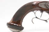 Antique CASED PAIR of ENGRAVED Belgian Percussion DUELING/TARGET PistolsATTRACTIVE “N. Chaumont” Gold Inlaid BRACE w/ACCESSORIES - Image 4 of 25
