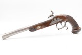 Antique CASED PAIR of ENGRAVED Belgian Percussion DUELING/TARGET PistolsATTRACTIVE “N. Chaumont” Gold Inlaid BRACE w/ACCESSORIES - Image 16 of 25