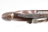 Antique CASED PAIR of ENGRAVED Belgian Percussion DUELING/TARGET PistolsATTRACTIVE “N. Chaumont” Gold Inlaid BRACE w/ACCESSORIES - Image 9 of 25