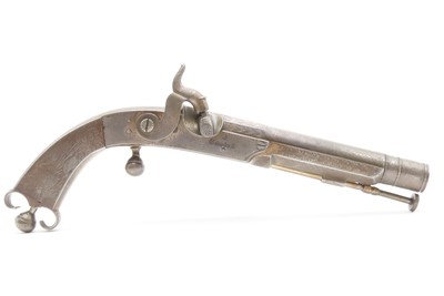 Engraved CASED PAIR Antique SCOTTISH Full Metal Percussion CAMPBELL Pistols Mid-1800s Etched HIGHLANDS Finished in SILVER & GOLD - Image 11 of 25