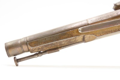 Engraved CASED PAIR Antique SCOTTISH Full Metal Percussion CAMPBELL Pistols Mid-1800s Etched HIGHLANDS Finished in SILVER & GOLD - Image 9 of 25