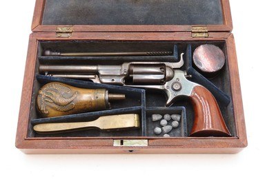 CASED Antique CIVIL WAR Era COLT M1855 ROOT Sidehammer POCKET RevolverPERCUSSION .31 Caliber Sidearm with ACCESSORIES - Image 16 of 21