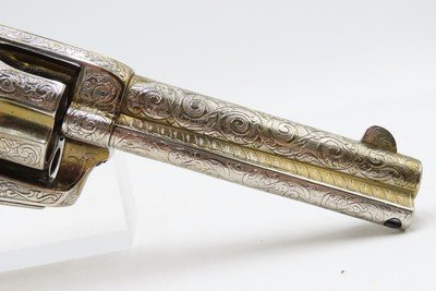 ENGRAVED Antique COLT “PEACEMAKER” Single Action Army Revolver STAG GRIPS .38-40 WCF Colt WILD WEST 6-Shooter w/HOLSTER - Image 3 of 15