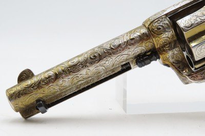 ENGRAVED Antique COLT “PEACEMAKER” Single Action Army Revolver STAG GRIPS .38-40 WCF Colt WILD WEST 6-Shooter w/HOLSTER - Image 12 of 15