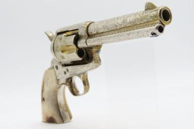 ENGRAVED Antique COLT “PEACEMAKER” Single Action Army Revolver STAG GRIPS .38-40 WCF Colt WILD WEST 6-Shooter w/HOLSTER - Image 14 of 15