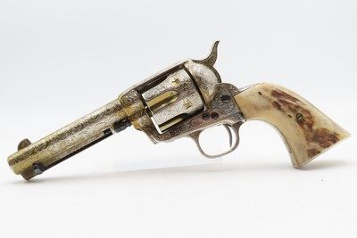 ENGRAVED Antique COLT “PEACEMAKER” Single Action Army Revolver STAG GRIPS .38-40 WCF Colt WILD WEST 6-Shooter w/HOLSTER - Image 11 of 15
