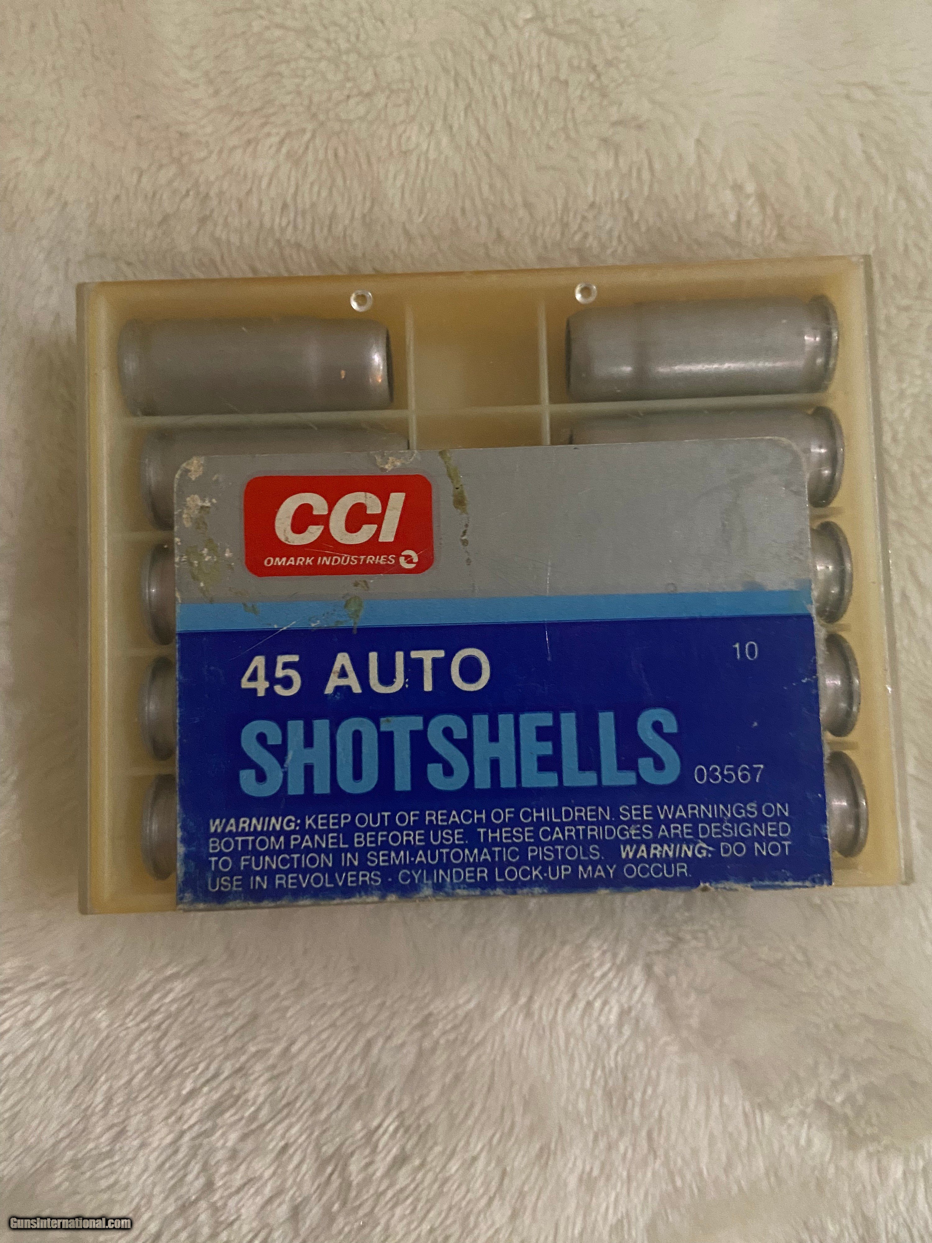 45 Auto ACP Rare CCI Shotshells Pistol ammo 1 box