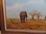 Sue Casson Original Oil Elephant Scene Painting - 2 of 4