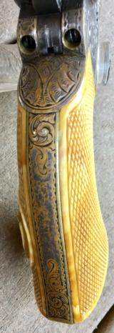 Superb Nimschke Engraved Colt Model 1861 Navy Carved & Checkered Ivory Grips! Deluxe Engraving! - 8 of 15