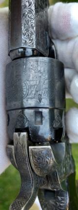 English London Cased Factory Deluxe Engraved Colt 1862 Pocket Navy w/ Checkered Rammer - 13 of 15