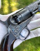English London Cased Factory Deluxe Engraved Colt 1862 Pocket Navy w/ Checkered Rammer - 5 of 15