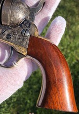 Factory Engraved Colt Pocket Navy Conversion w/ Rare Blue & Color Case Hardened Finish - 14 of 15