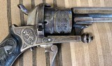 Engraved & Gold Inlaid French Pinfire Revolver - 3 of 10