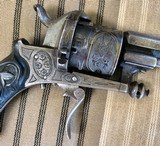 Engraved & Gold Inlaid French Pinfire Revolver - 2 of 10