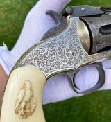 Fine and Important Gustave Young Factory Exhibition Engraved Two-Tone Smith & Wesson Model No. 3 American 2nd Model Revolver w/ Carved Ivory Grips - 11 of 15