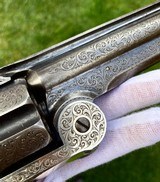 Fine and Important Gustave Young Factory Exhibition Engraved Two-Tone Smith & Wesson Model No. 3 American 2nd Model Revolver w/ Carved Ivory Grips - 12 of 15