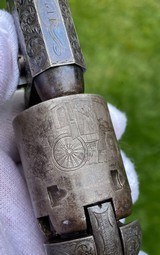 Exceptional Double Cased Pair of Factory Engraved Colt Model 1849 Pocket Revolvers - Gustave Young - True Original Set - 16 of 20