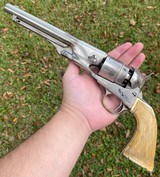 Antique Western Colt Model 1860 Army Revolver w/ Checkered Ivory Grips - 1 of 20