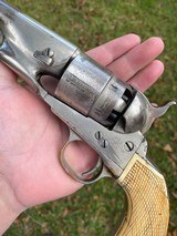 Antique Western Colt Model 1860 Army Revolver w/ Checkered Ivory Grips - 3 of 20