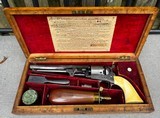 Factory Engraved Colt Model 1851 Navy w/ Ivory Grips and Birds Eye Maple Case - 1 of 20