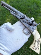 antique factory engraved colt 1863 police with carved ivory grips
