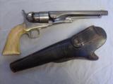 FINE COLT MODEL 1860 PERCUSSION REVOLVER WITH CHECKERED IVORY GRIPS AND TOOLED "SLIM JIM" HOLSTER
- 6 of 10