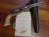 FINE COLT MODEL 1860 PERCUSSION REVOLVER WITH CHECKERED IVORY GRIPS AND TOOLED "SLIM JIM" HOLSTER
- 2 of 10