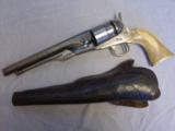 FINE COLT MODEL 1860 PERCUSSION REVOLVER WITH CHECKERED IVORY GRIPS AND TOOLED "SLIM JIM" HOLSTER
- 5 of 10