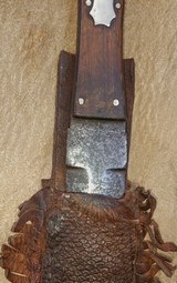 Antique Bowie Knife with Native American Indian Beaver Tail Skin Sheath - Image 9 of 9