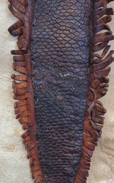 Antique Bowie Knife with Native American Indian Beaver Tail Skin Sheath - Image 4 of 9