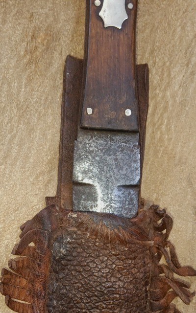 Antique Bowie Knife with Native American Indian Beaver Tail Skin Sheath - Image 9 of 9