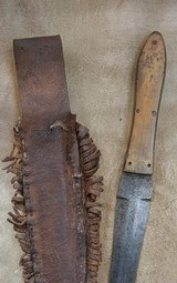 Antique Bowie Knife with Native American Indian Beaver Tail Skin Sheath - Image 6 of 9
