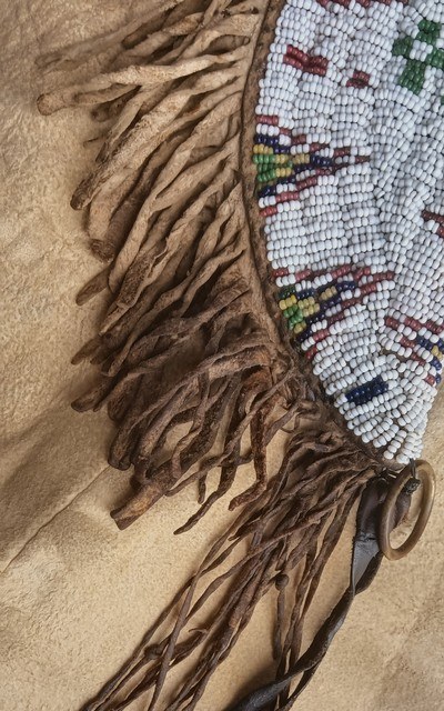 Antique Plains Indian beaded knife sheath. - Image 4 of 14