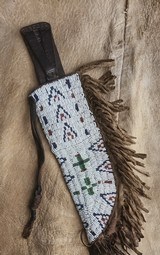 Antique Plains Indian beaded knife sheath. - Image 9 of 14