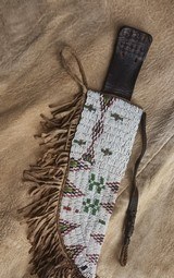 Antique Plains Indian beaded knife sheath. - Image 3 of 14