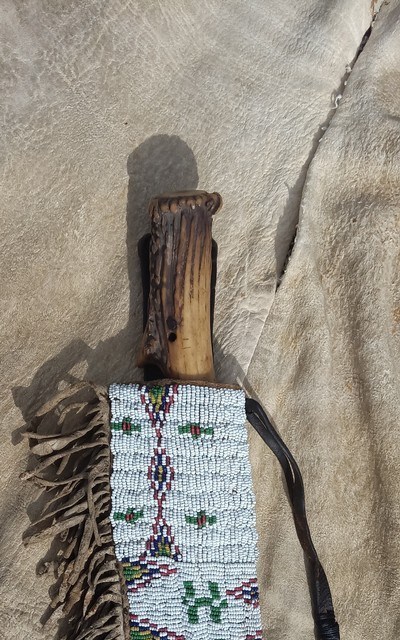 Antique Plains Indian beaded knife sheath. - Image 1 of 14