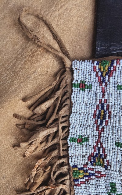 Antique Plains Indian beaded knife sheath. - Image 2 of 14