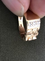 Men’s Yellow Gold Nugget Ring with 3 Diamonds - 4 of 8