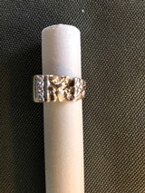 Men’s Yellow Gold Nugget Ring with 3 Diamonds - 6 of 8