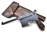 EXCEPTIONAL EARLY MAUSER C96 COMMERCIAL BROOMHANDLE .30 CALIBER PISTOL RARE LARGE RING MODEL W/ORIGINAL HOLSTER (MFG 1899-1901)!!! - 1 of 25