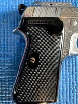 Beretta Model 1935 Nickel Engraved 32 ACP Made in 1954 With Period Holster - 5 of 13