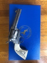 Colt SAA .45 Single Action Army 4 3/4 3rd Gen Cattlebrand Engraved and Silver plated with Ivory Grips 4.75 - 2 of 15