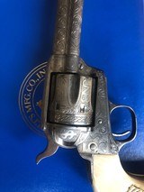 Colt SAA .45 Single Action Army 4 3/4 3rd Gen Cattlebrand Engraved and Silver plated with Ivory Grips 4.75 - 1 of 15